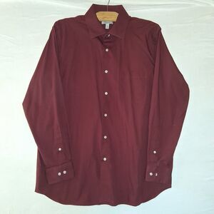 NWT Mens 16,16 1/2, 34/35 CROFT & BARROW Easy Care Dress Shirt Deep Red Wine